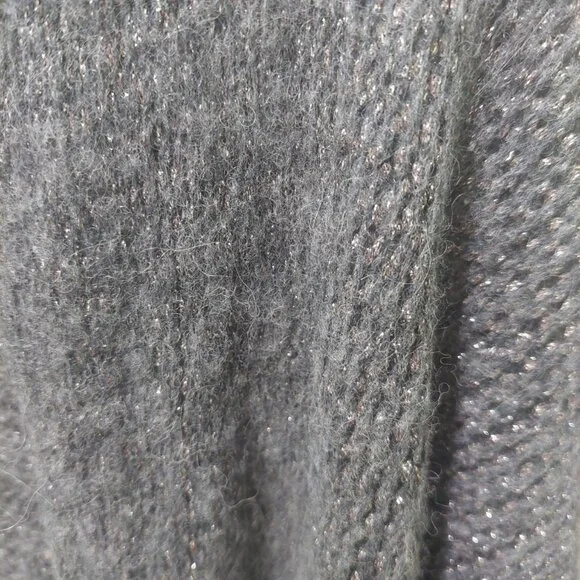 Eileen Fisher Open Front Gray Metallic Alpaca/Wool Blend Cardigan Sweater Large - Picture 5 of 8